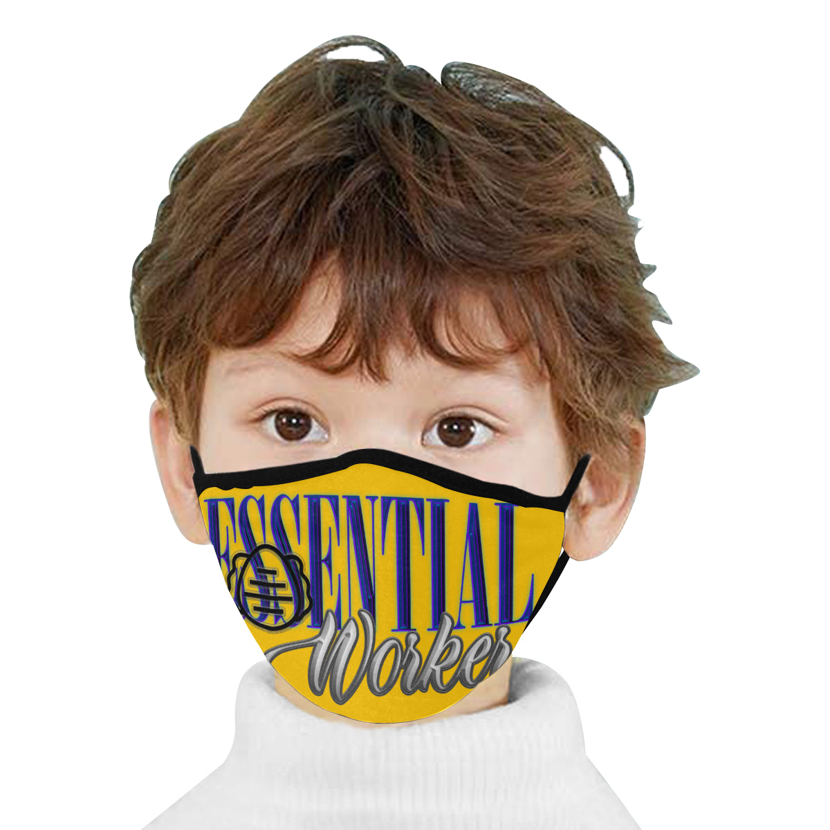 Essesntial Worker Yellow Background Mouth Mask (Pack of 5)