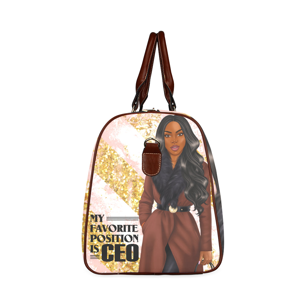 Favorite Position is CEO Brown Coat Waterproof Travel Bag/Small (Model 1639)