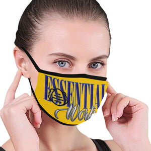 Essesntial Worker Yellow Background Mouth Mask (Pack of 5)