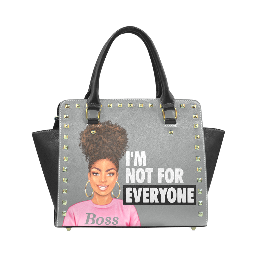 I'm Not For Everyone Grey Background Rivet Shoulder Handbag (Model 1645)