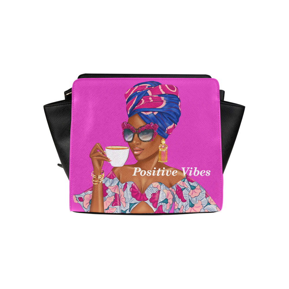 Positive Vibes Purplish Satchel Bag Satchel Bag (Model 1635)