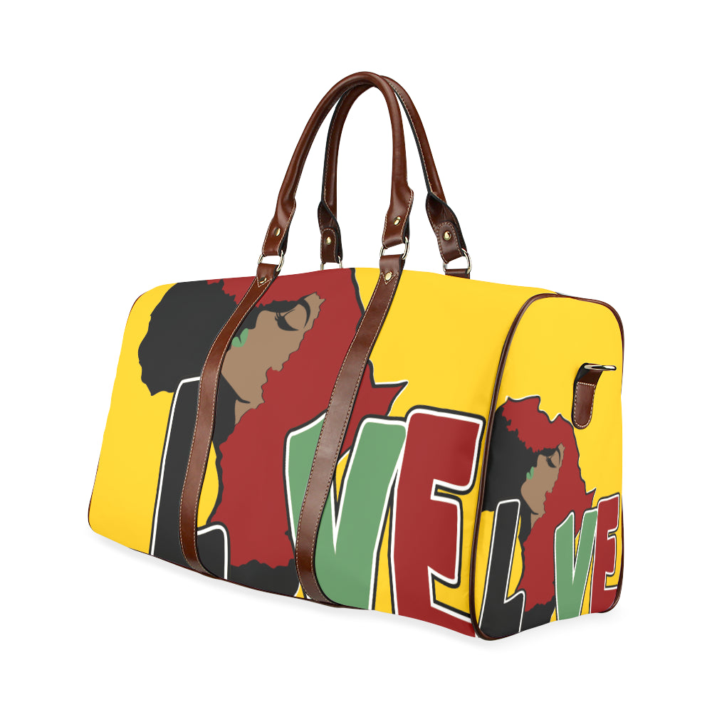 AFRICA_LOVE Yellow Background Bag Waterproof Travel Bag/Small (Model 1639)