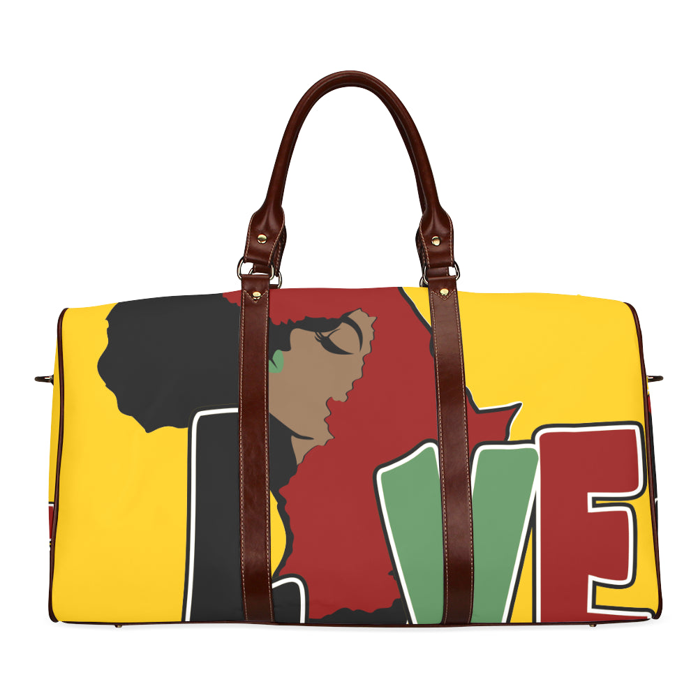 AFRICA_LOVE Yellow Background Bag Waterproof Travel Bag/Small (Model 1639)