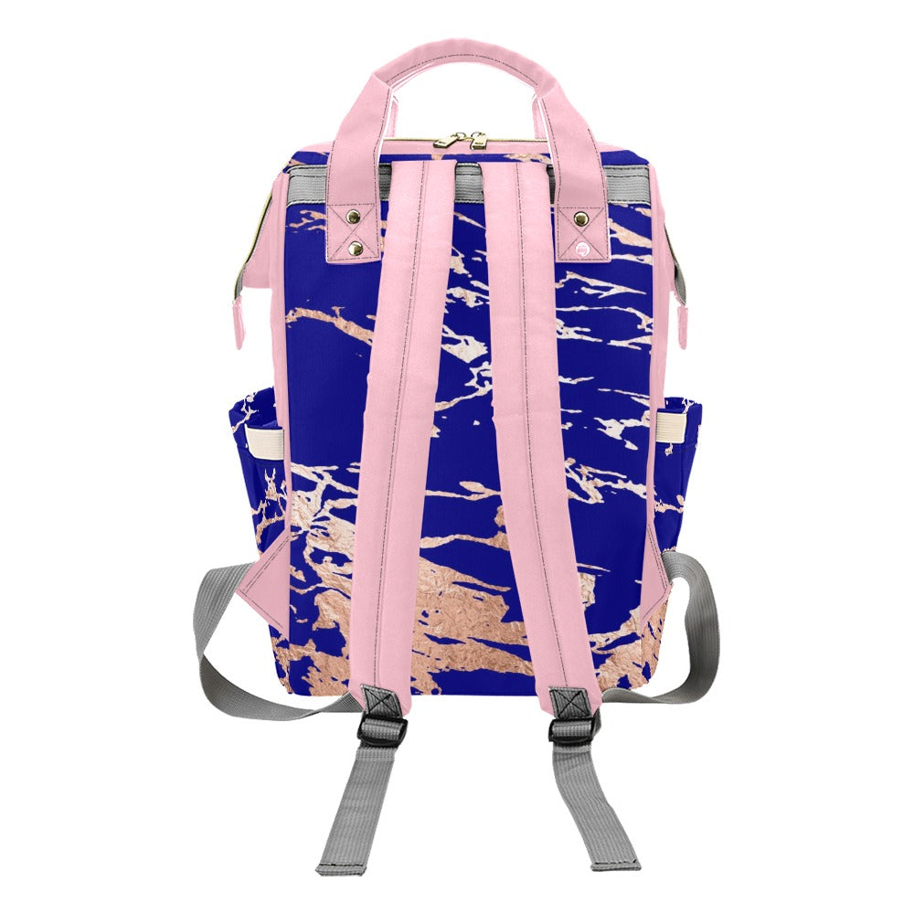 Navy Blue Marble Multi-Function Diaper Backpack/Diaper Bag (Model 1688)