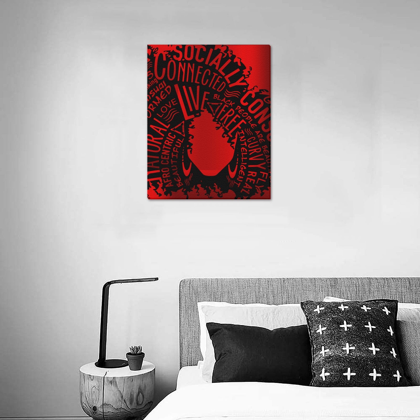 Afro Girl with Red Background Frame Canvas Print 16"x20"