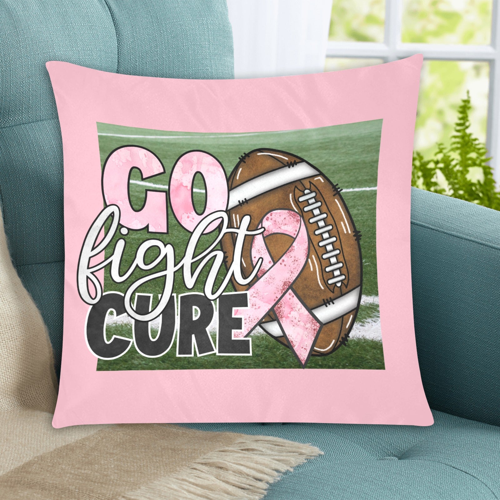Go Fight Cure Pillow Case Custom Pillow Case 20"x20" (one side) No Zipper