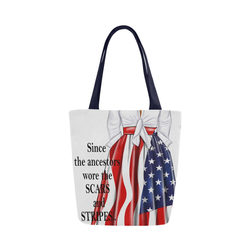 Since the Ancestors Wore the Scars and Stripes Wavy Hair Canvas Tote Bag (Model 1657)