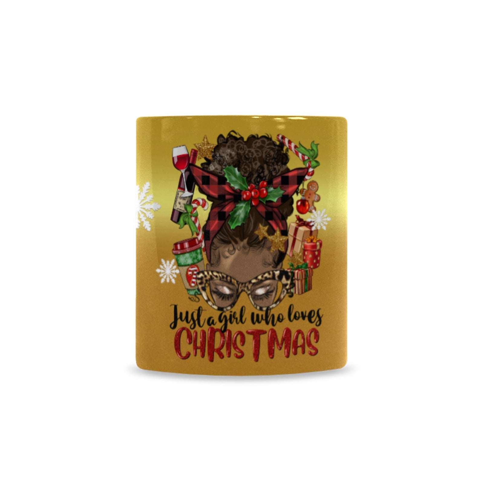 Just a Girl Who Loves Christmas Brown Skin Morpho Mug Custom Morphing Mug (11oz)