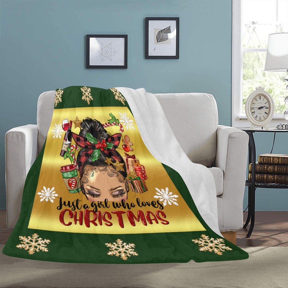 Just a Girl Who Loves Christmas Light Skin Blanket Ultra-Soft Micro Fleece Blanket 54"x70"