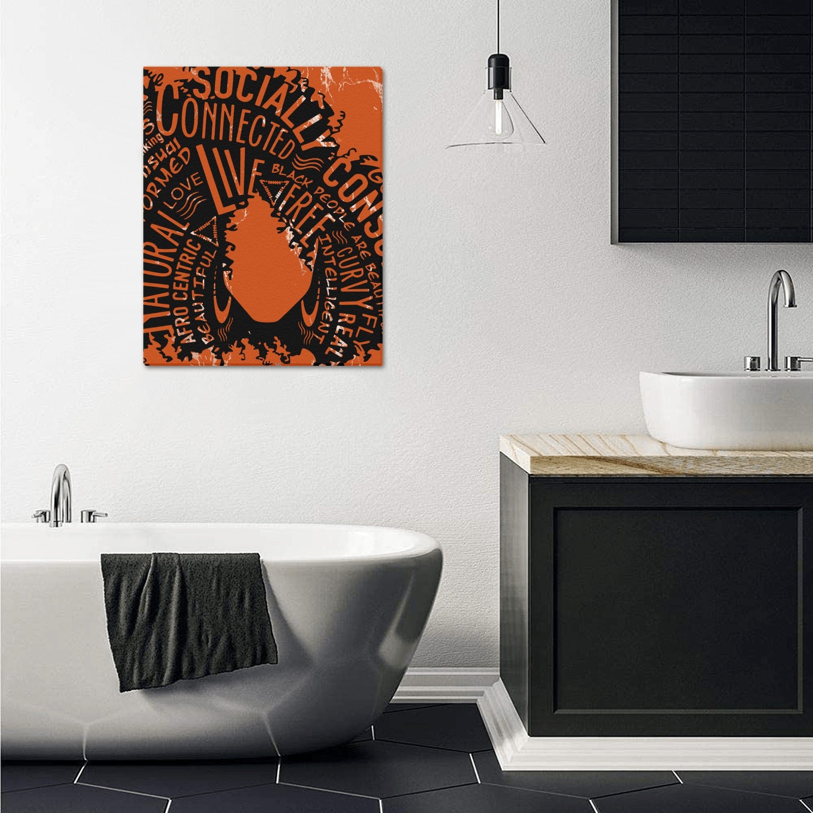 Afro Girl with Copper Color Background Frame Canvas Print 16"x20"