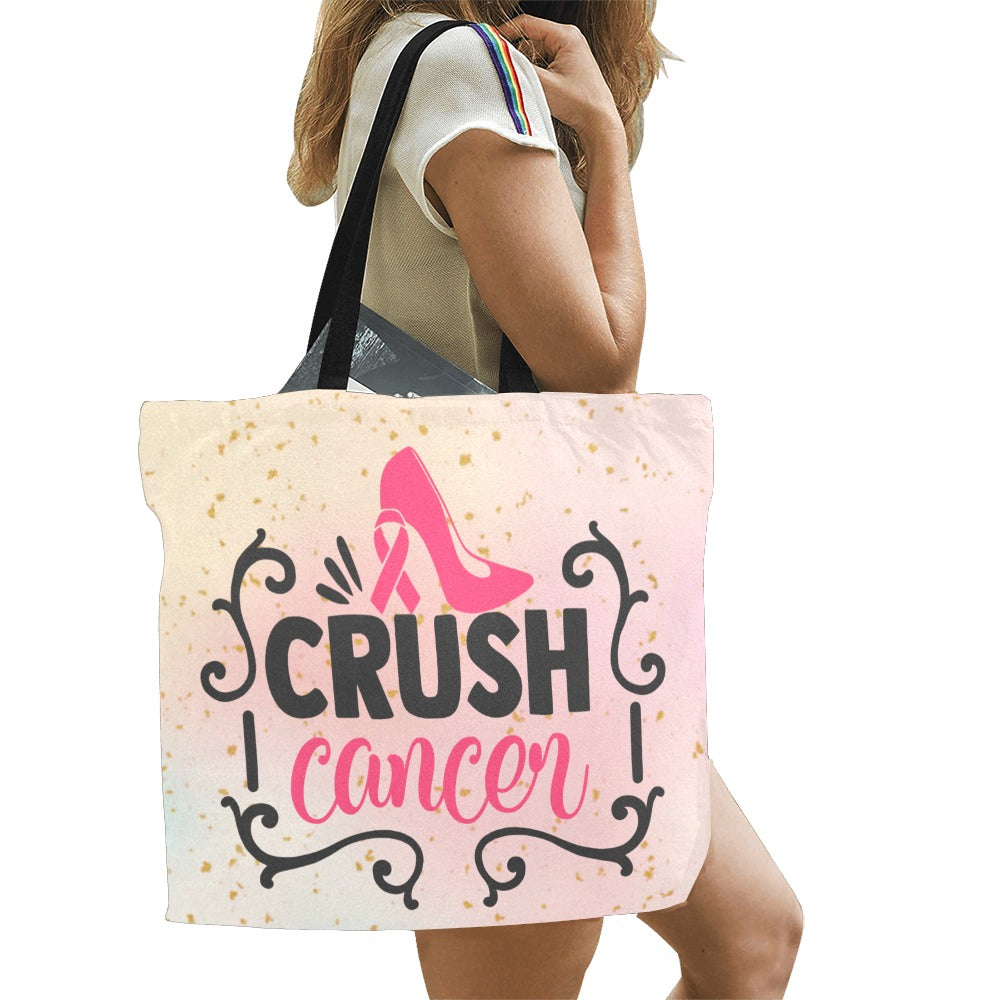 Crush Cancer High Heel All Over Print Canvas Tote Bag/Large (Model 1699)