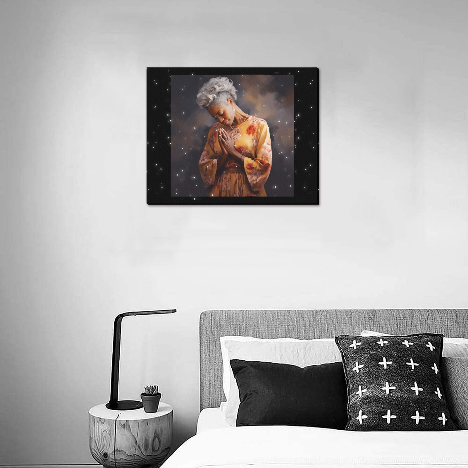 A Praying Woman Frame Canvas Print 20"x16"