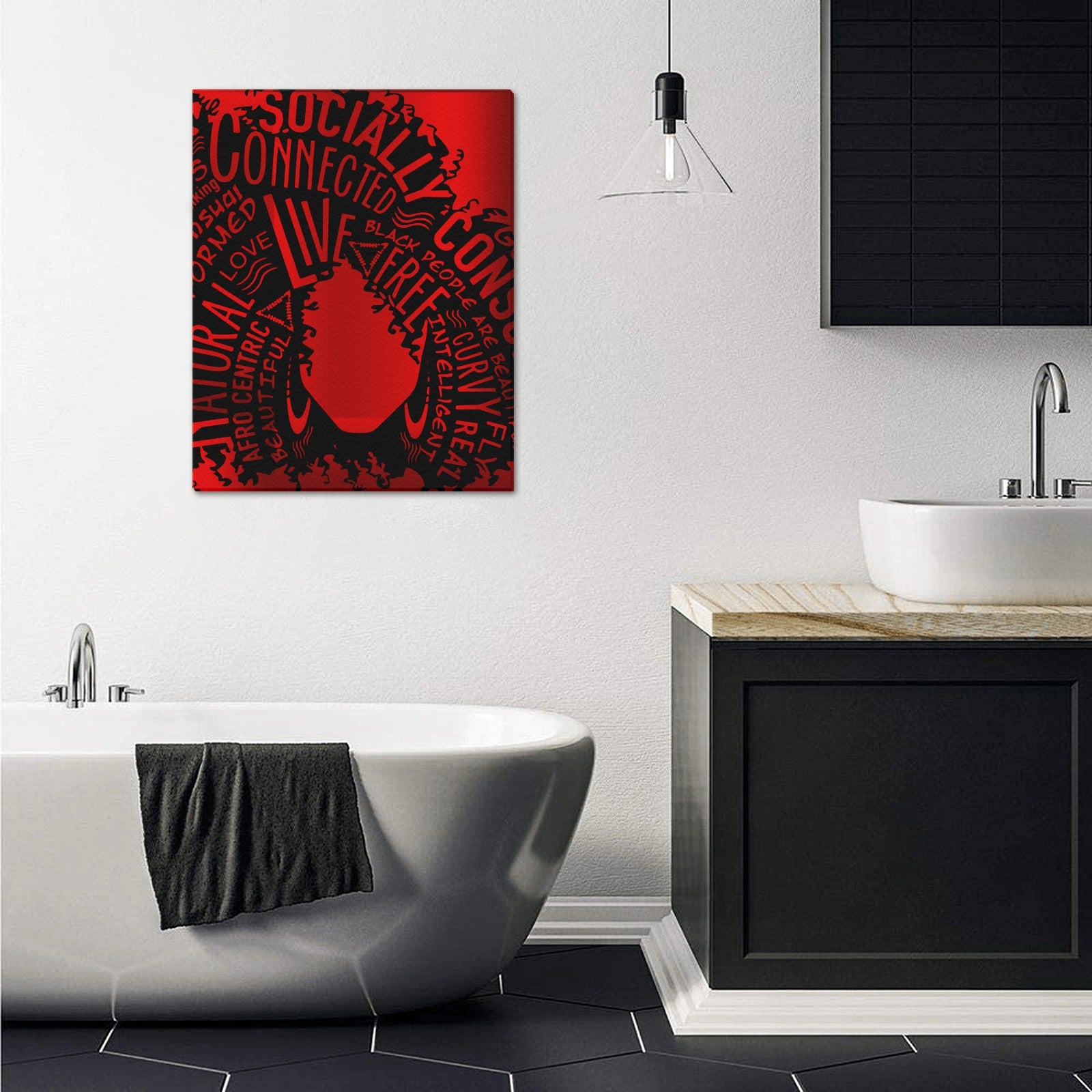 Afro Girl with Red Background Frame Canvas Print 16"x20"