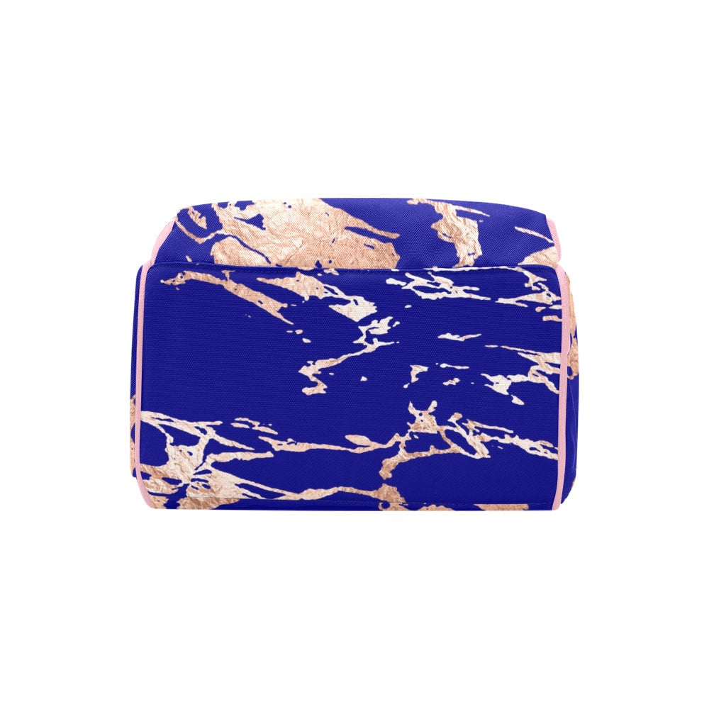 Navy Blue Marble Multi-Function Diaper Backpack/Diaper Bag (Model 1688)