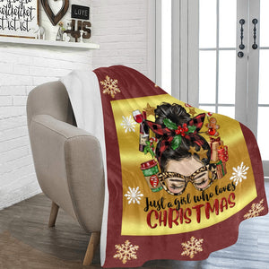 Just a Girl Who Loves Christmas White Skin Blanket Ultra-Soft Micro Fleece Blanket 54"x70"