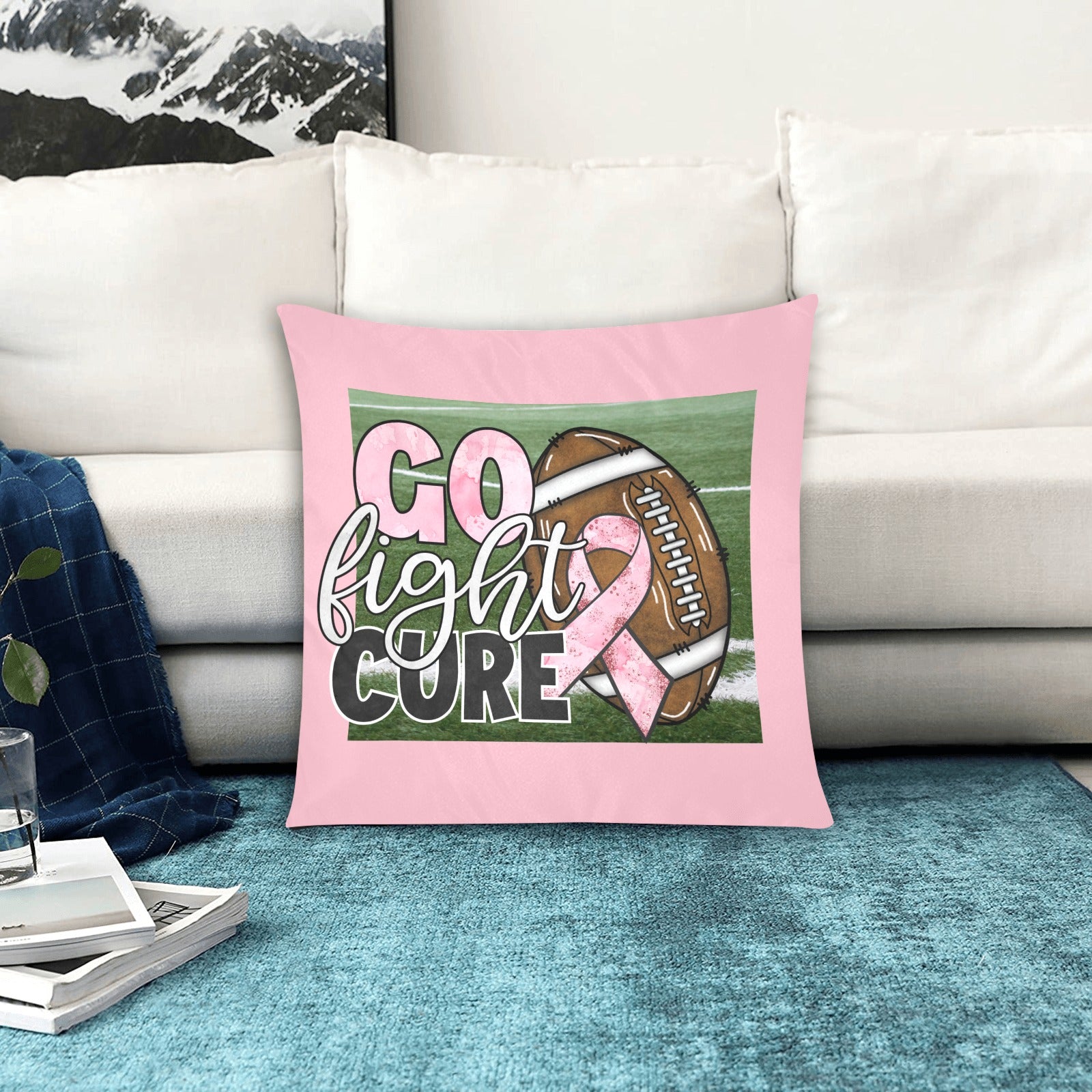 Go Fight Cure Pillow Case Custom Pillow Case 20"x20" (one side) No Zipper