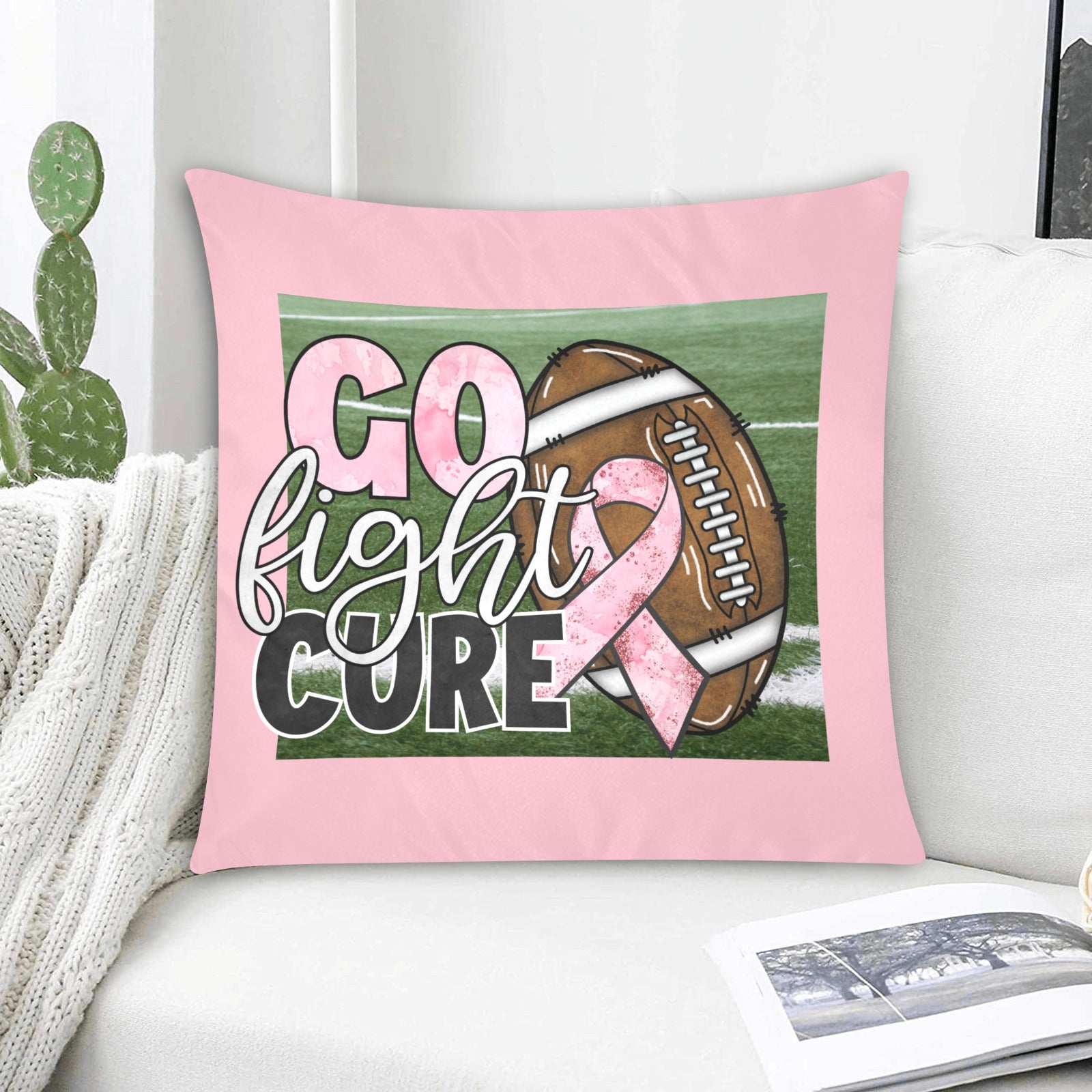 Go Fight Cure Pillow Case Custom Pillow Case 20"x20" (one side) No Zipper