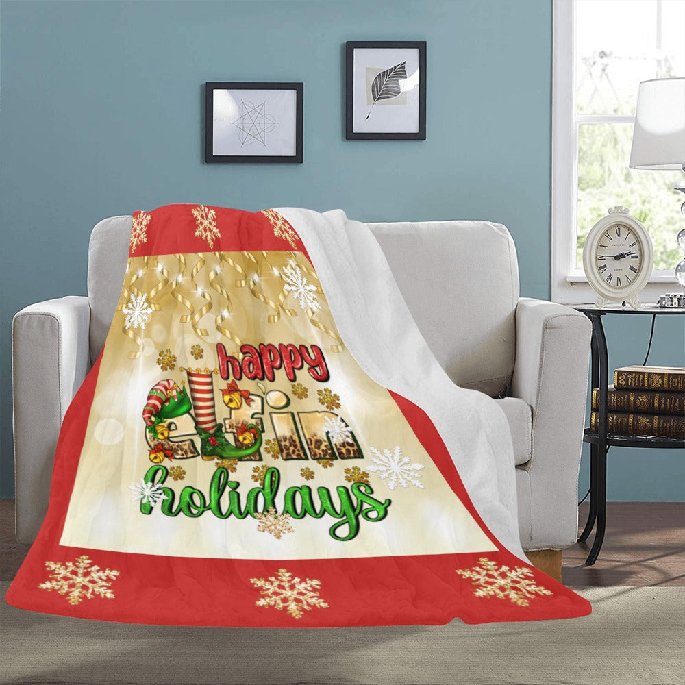 Happy Elfin Holidays Blanket Ultra-Soft Micro Fleece Blanket 54"x70"