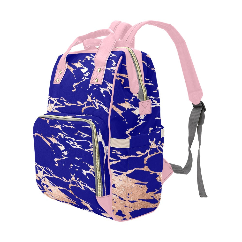 Navy Blue Marble Multi-Function Diaper Backpack/Diaper Bag (Model 1688)