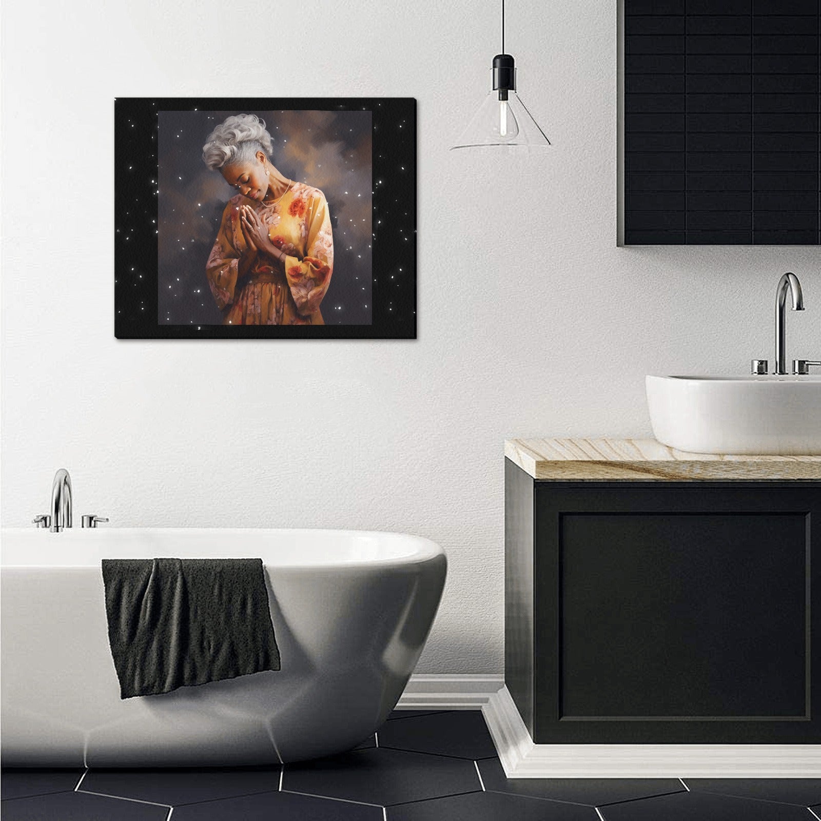 A Praying Woman Frame Canvas Print 20"x16"