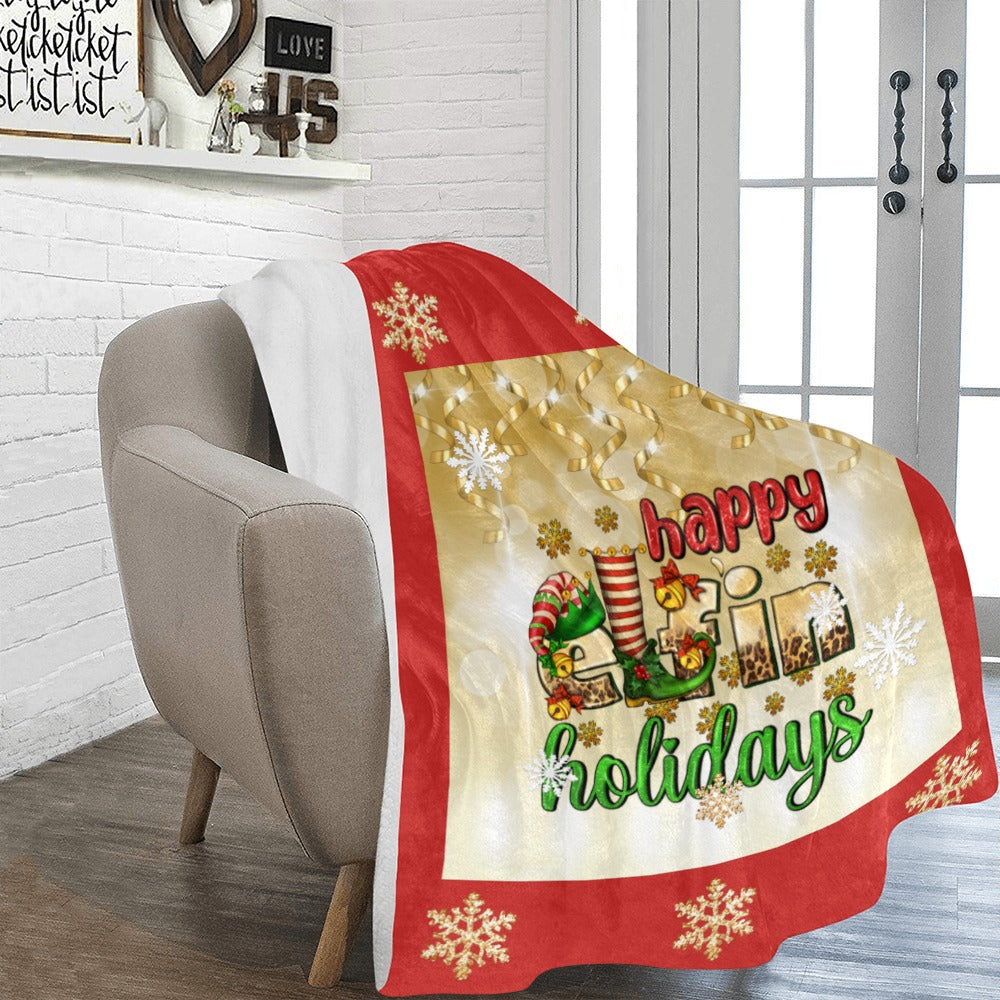 Happy Elfin Holidays Blanket Ultra-Soft Micro Fleece Blanket 54"x70"